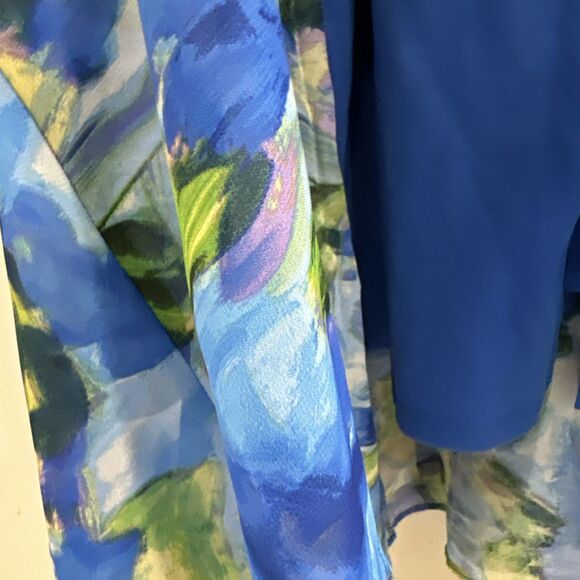 Taylor Chiffon Maxi Dress Plus Size 22W Blue Floral Semi Formal Wedding Guest - Picture 5 of 10